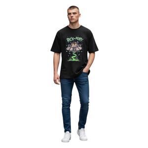 Rick And Morty Shirt Mens XL Black Spaceship Graphic Adult Swim Ripple Junction